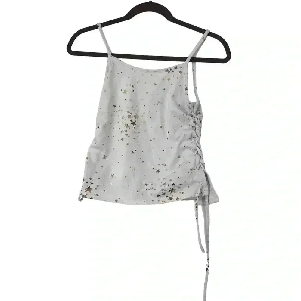 PINC SHIRT GIRLS XL PREMIUM WHITE GOLD SILVER STAR TANK TOP STYLE 22880K - Picture 7 of 13